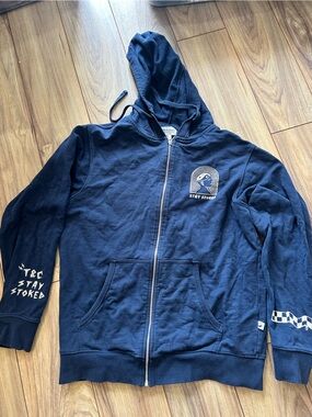 Vintage T&C Surf Stay Stoked Navy Zip-Up Hoodie